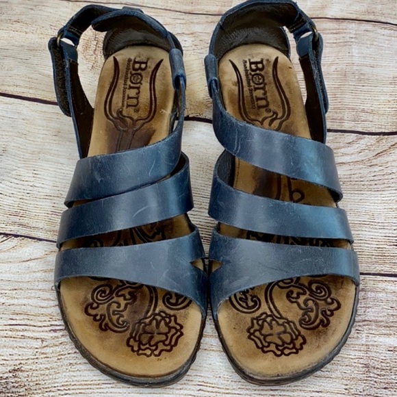 Born Shoes - BORN Navy Leather Sandal